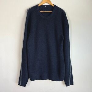 Lululemon Crewneck Pullover Knit Sweater Size XL Navy Gray Preppy Coastal